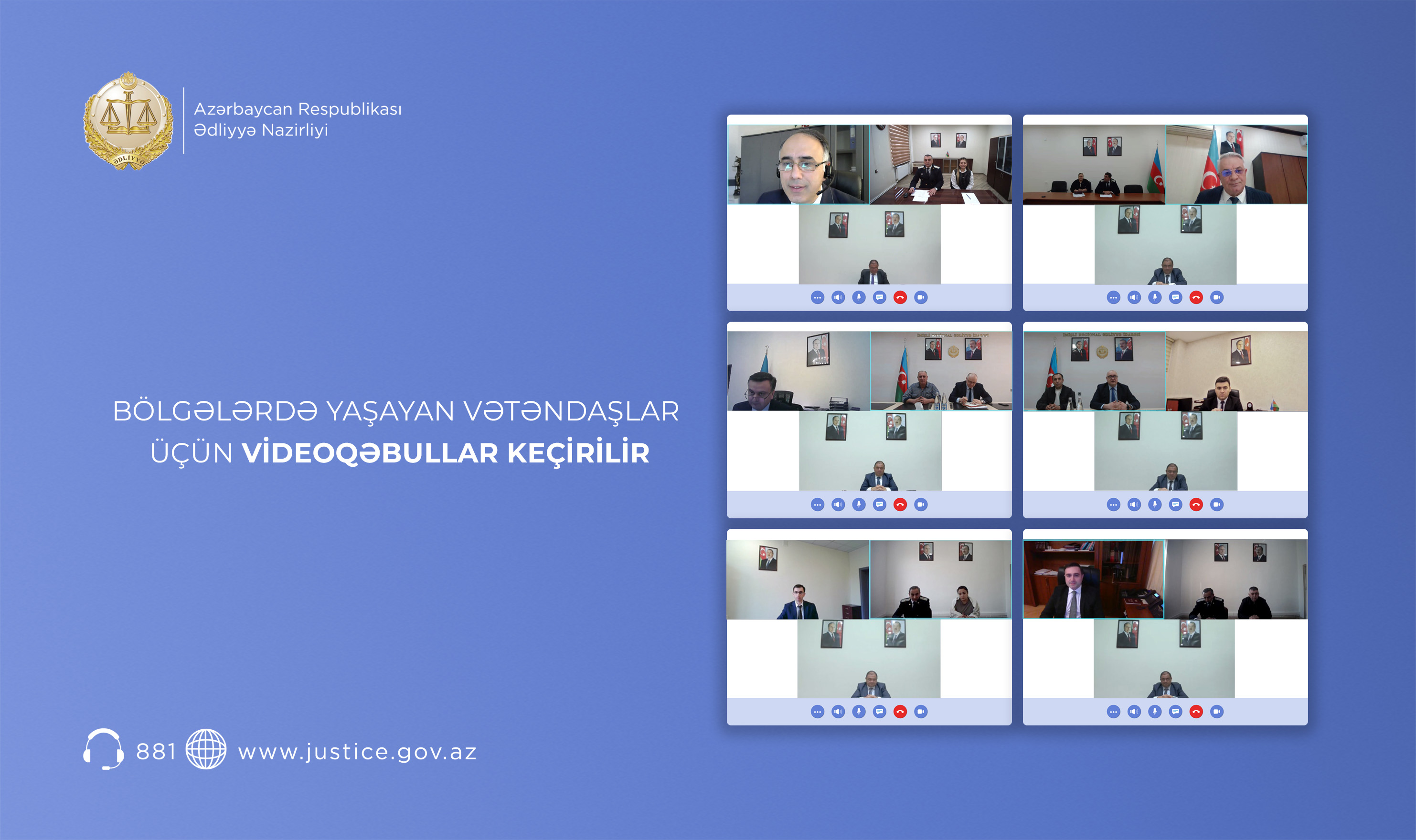 Ədliyyə Nazirliyi fevral ayında bölgələrdə yaşayan vətəndaşlar üçün videoqəbullar keçirib