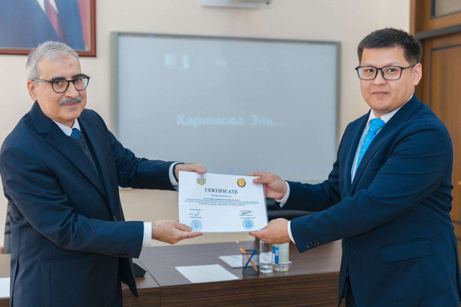 Qazaxıstandan olan hakimliyə namizədlər Ədliyyə Akademiyasında təcrübə keçiblər