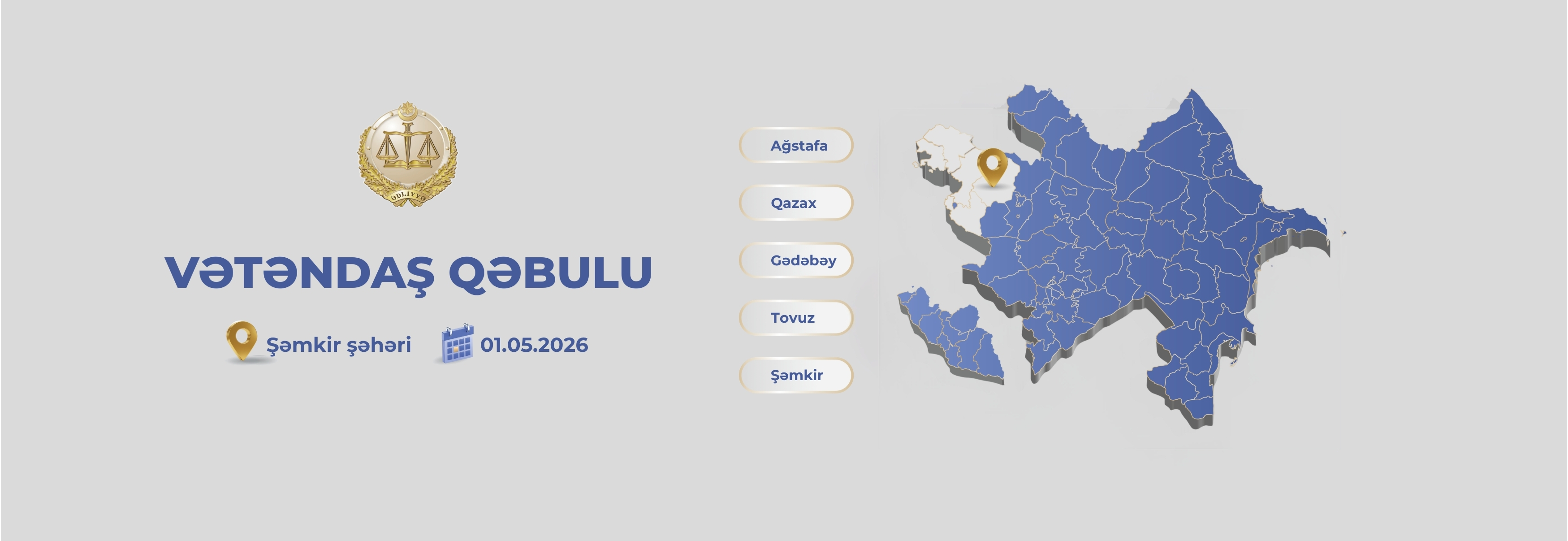 Ədliyyə naziri Şəmkirdə vətəndaşları qəbul edəcək